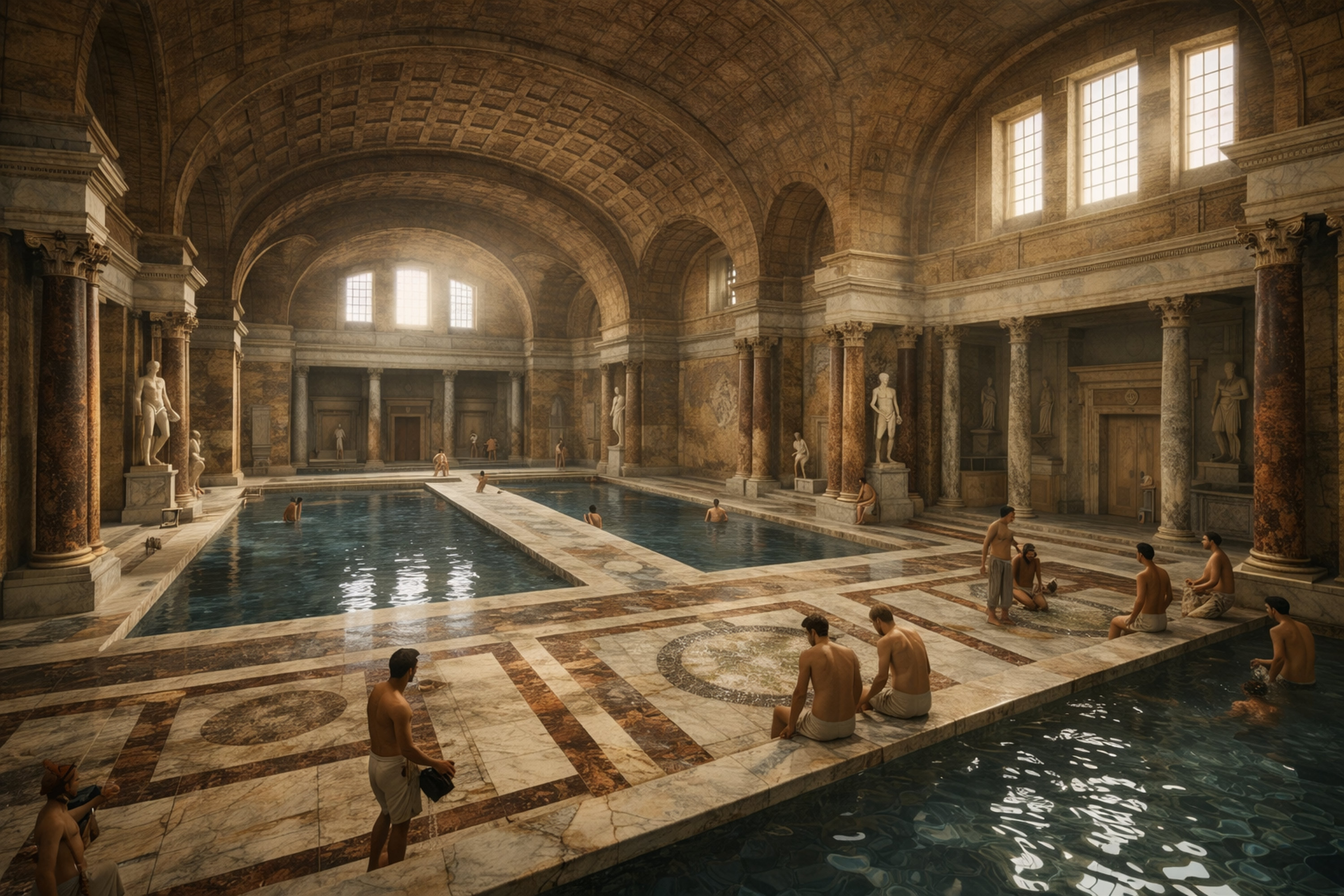 Rekonstruktion: Caracalla-Thermen – Frigidarium (Kaltbaderaum), 216 n. Chr.
