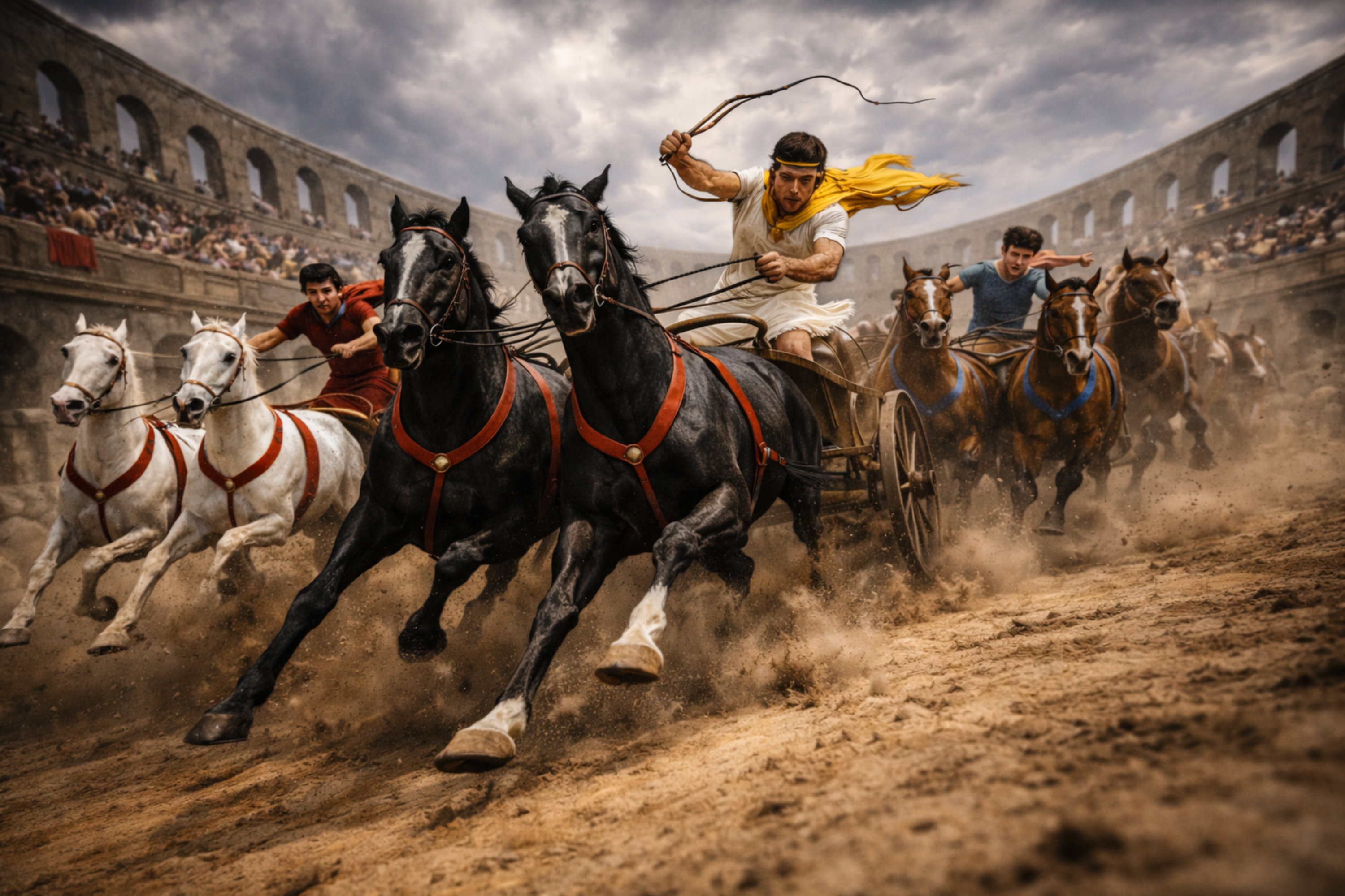 Rekonstruktion eines Wagenrennens im Circus Maximus
