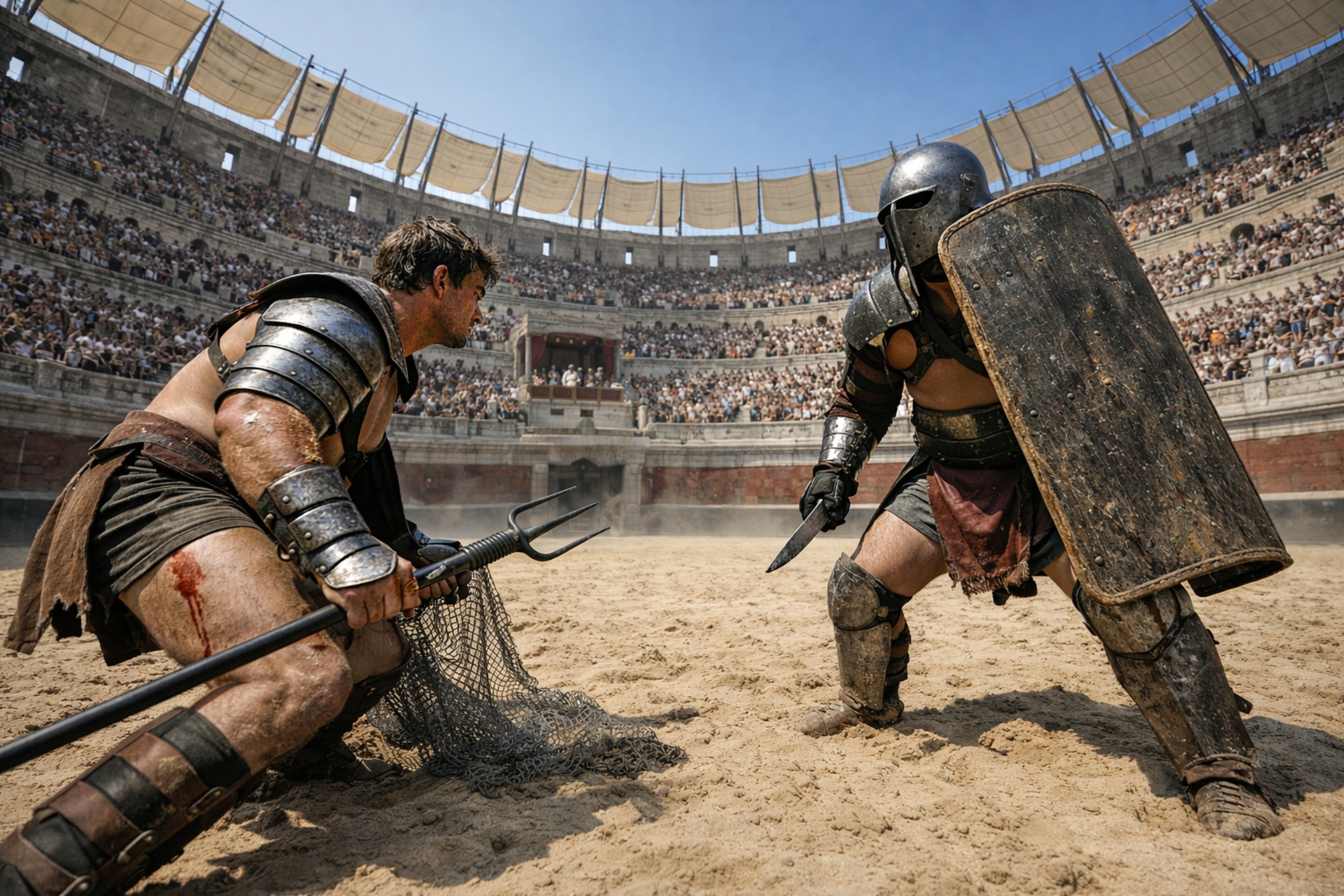 Gladiatorenkampf im Amphitheatrum Flavium &ndash; Rekonstruktion