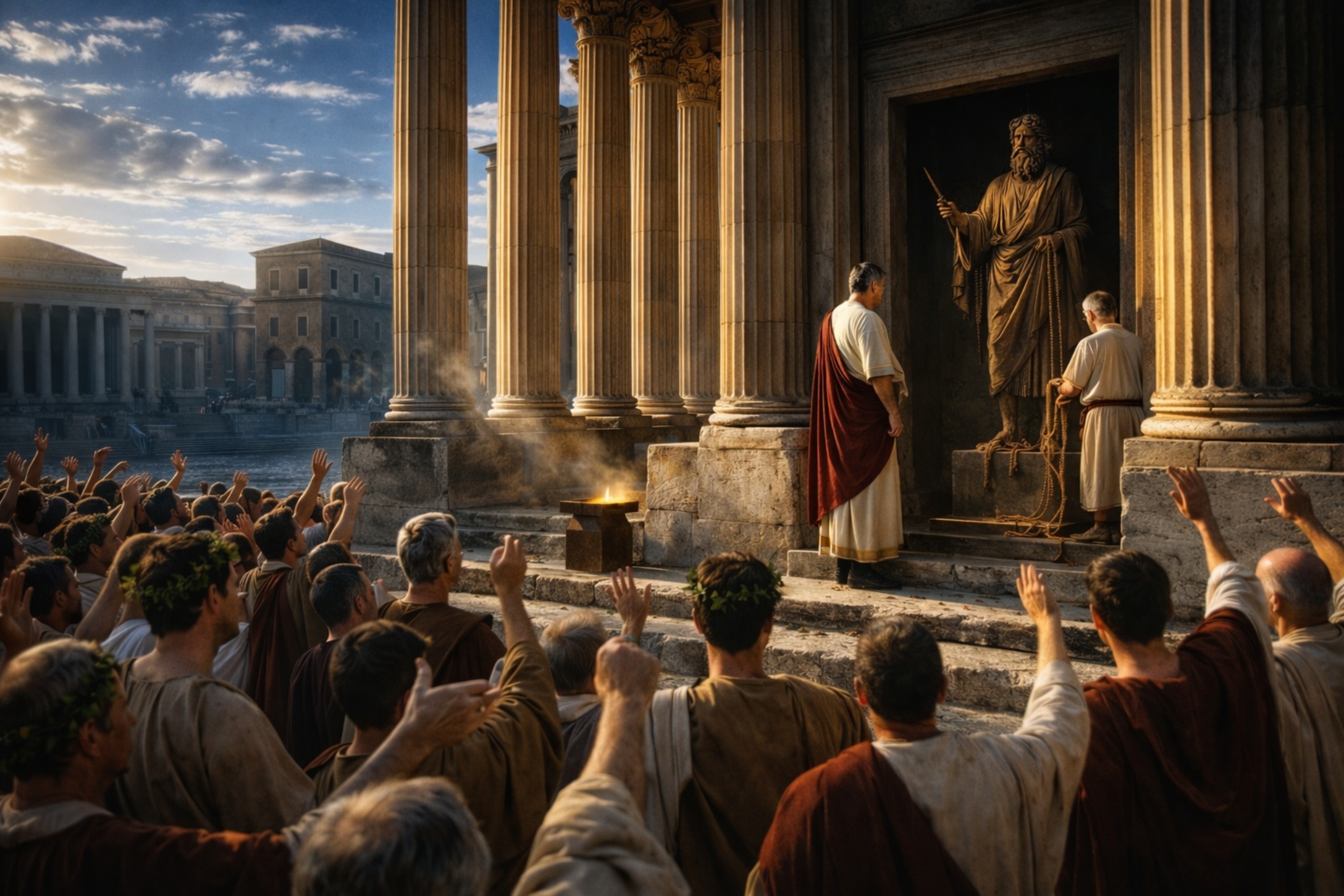 Rituelle Handlung am Forum Romanum während der Saturnalien – Rekonstruktion